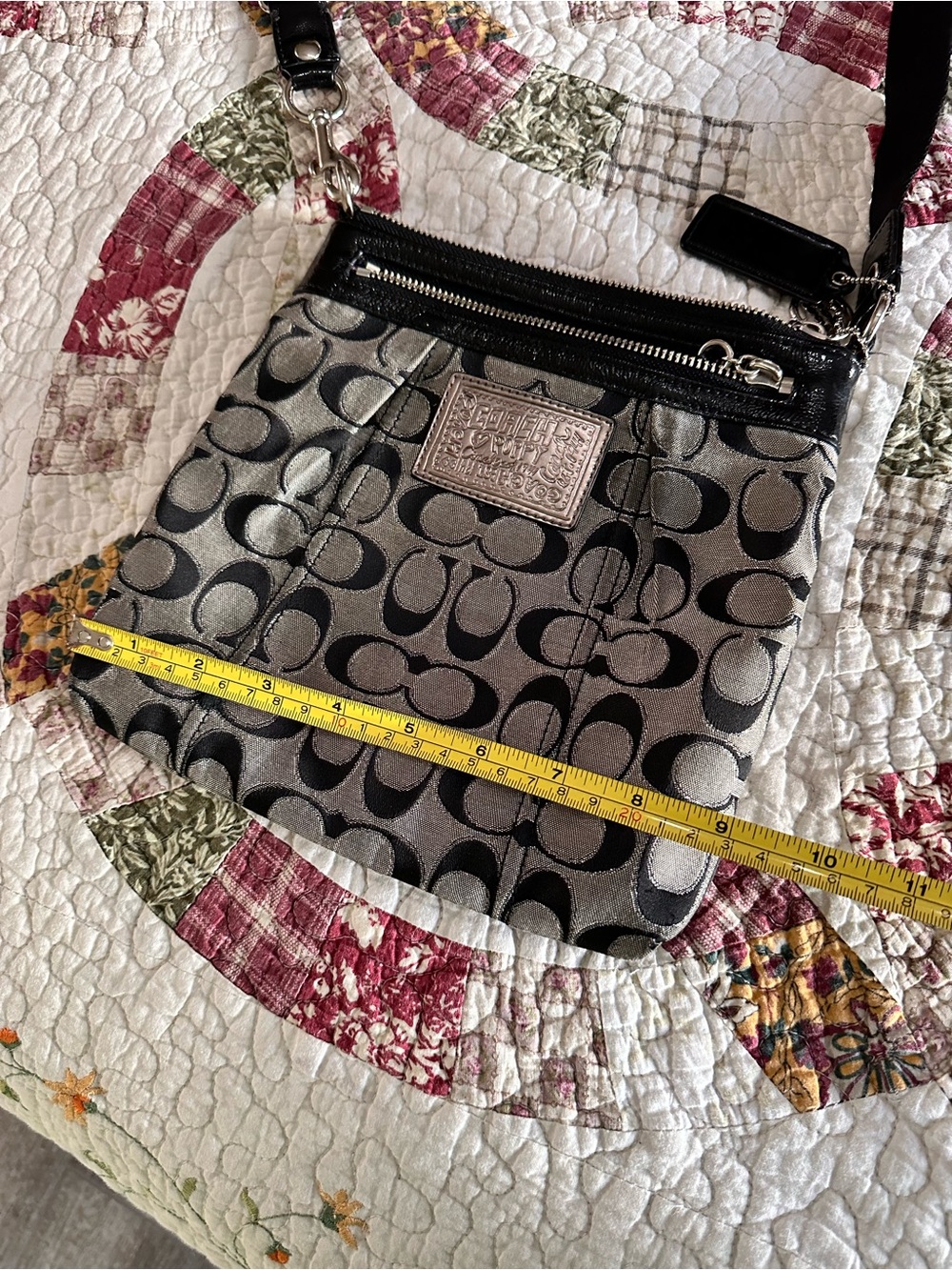 Coach Black and Silver Signature Crossbody Bag - Picture 11 of 14